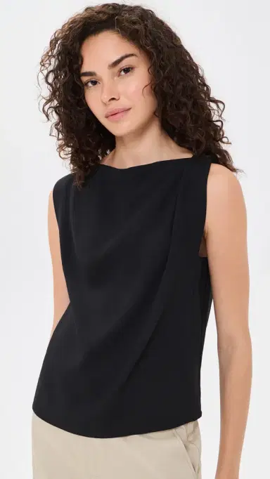 Vince Draped Shoulder Top Black | Thumbnail 2 Vince Draped Shoulder Top Black | Thumbnail 2