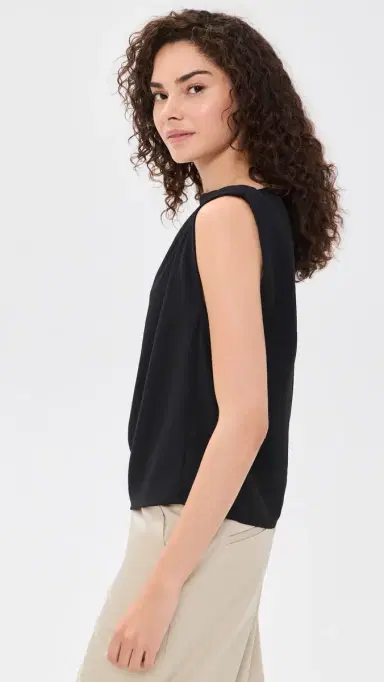 Vince Draped Shoulder Top Black | Thumbnail 4 Vince Draped Shoulder Top Black | Thumbnail 4