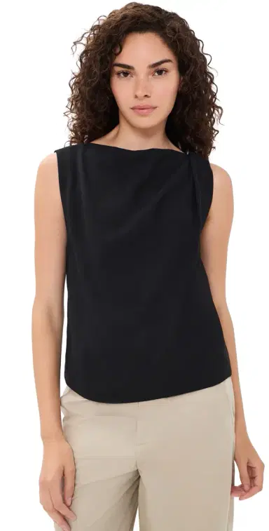 Vince Draped Shoulder Top Black | Thumbnail 1 Vince Draped Shoulder Top Black | Thumbnail 1