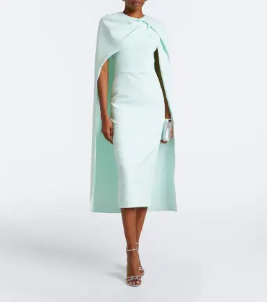 Safiyaa Oria caped crêpe midi dress | Thumbnail 5 Safiyaa Oria caped crêpe midi dress | Thumbnail 5