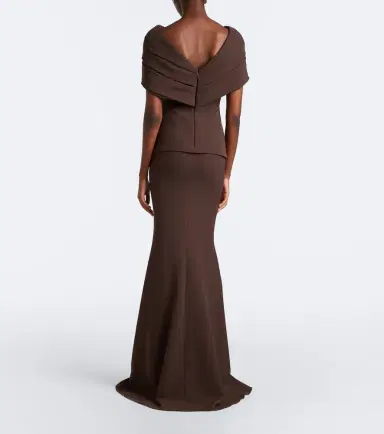 Safiyaa Loura draped peplum crêpe gown | Thumbnail 5 Safiyaa Loura draped peplum crêpe gown | Thumbnail 5