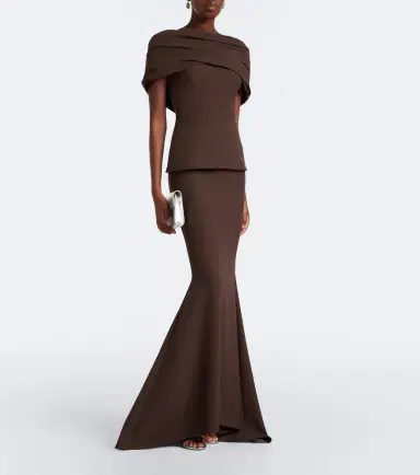 Safiyaa Loura draped peplum crêpe gown | Thumbnail 6 Safiyaa Loura draped peplum crêpe gown | Thumbnail 6