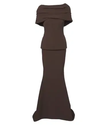Safiyaa Loura draped peplum crêpe gown | Thumbnail 1 Safiyaa Loura draped peplum crêpe gown | Thumbnail 1