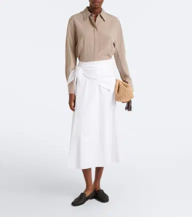 Vince Scarf-detail cotton poplin midi skirt | Thumbnail 4 Vince Scarf-detail cotton poplin midi skirt | Thumbnail 4