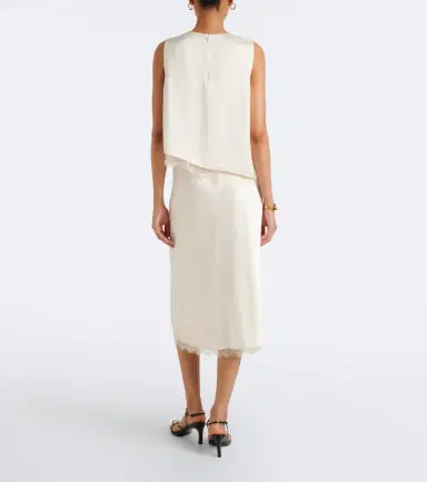 Vince Lace-trimmed satin midi skirt | Thumbnail 3 Vince Lace-trimmed satin midi skirt | Thumbnail 3