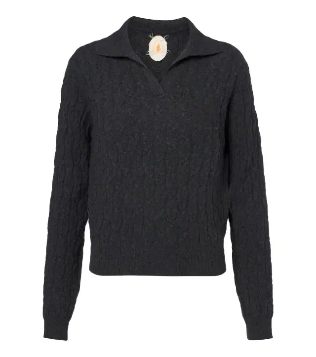 Cable-knit cashmere polo sweater Cable-knit cashmere polo sweater