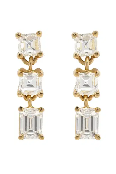 Azlee Diamond Illusion Carre Earrings | Thumbnail 1 Azlee Diamond Illusion Carre Earrings | Thumbnail 1