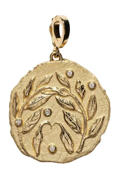 Azlee Diamond Large Olive Branch Coin Pendant | Thumbnail 1 Azlee Diamond Large Olive Branch Coin Pendant | Thumbnail 1