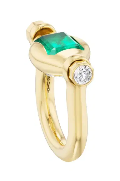 Uniform Object Emerald Diamond Machina Swivel Ring | Thumbnail 3 Uniform Object Emerald Diamond Machina Swivel Ring | Thumbnail 3