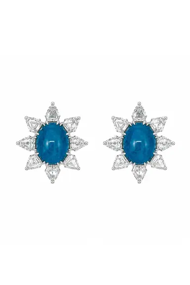 ARUNASHI Paraiba Diamond Oval Stud Earrings | Thumbnail 1 ARUNASHI Paraiba Diamond Oval Stud Earrings | Thumbnail 1