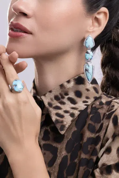 ARUNASHI Turquoise Diamond Three Layer Earrings | Thumbnail 3 ARUNASHI Turquoise Diamond Three Layer Earrings | Thumbnail 3
