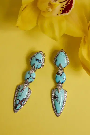ARUNASHI Turquoise Diamond Three Layer Earrings | Thumbnail 5 ARUNASHI Turquoise Diamond Three Layer Earrings | Thumbnail 5