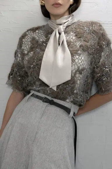 Brunello Cucinelli Whispering Bloom Embroidered Couture Knit Top | Thumbnail 3 Brunello Cucinelli Whispering Bloom Embroidered Couture Knit Top | Thumbnail 3