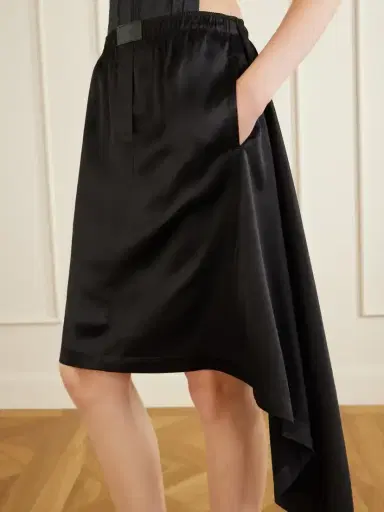 Courrèges Logo-trimmed Satin Midi Skirt | Thumbnail 4 Courrèges Logo-trimmed Satin Midi Skirt | Thumbnail 4