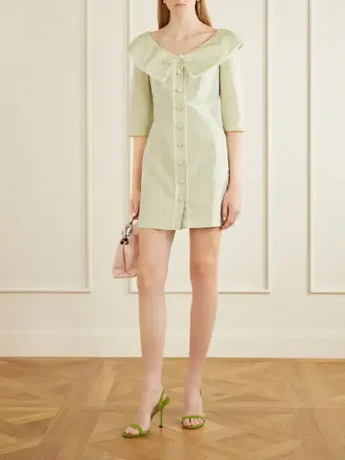 Alessandra Rich Lace-trimmed Silk Off-the-shoulder Mini Dress | Thumbnail 2 Alessandra Rich Lace-trimmed Silk Off-the-shoulder Mini Dress | Thumbnail 2