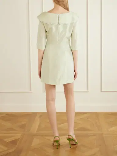 Alessandra Rich Lace-trimmed Silk Off-the-shoulder Mini Dress | Thumbnail 3 Alessandra Rich Lace-trimmed Silk Off-the-shoulder Mini Dress | Thumbnail 3
