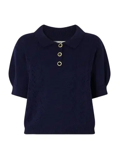 Alessandra Rich Open-knit Wool Polo Shirt | Thumbnail 1 Alessandra Rich Open-knit Wool Polo Shirt | Thumbnail 1