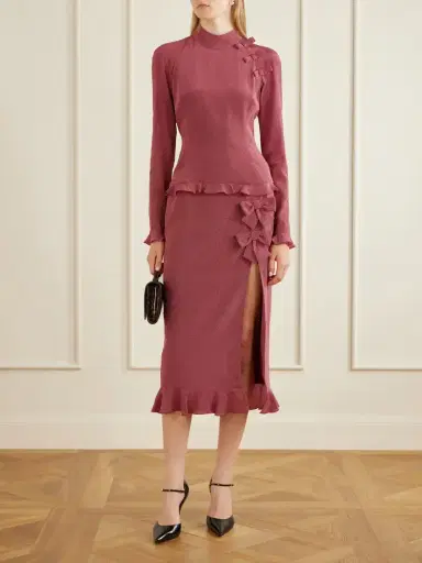 Alessandra Rich Bow-detailed Polka-dot Silk-crepe Midi Dress | Thumbnail 2 Alessandra Rich Bow-detailed Polka-dot Silk-crepe Midi Dress | Thumbnail 2