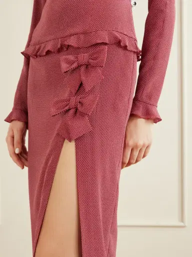 Alessandra Rich Bow-detailed Polka-dot Silk-crepe Midi Dress | Thumbnail 5 Alessandra Rich Bow-detailed Polka-dot Silk-crepe Midi Dress | Thumbnail 5