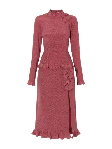 Alessandra Rich Bow-detailed Polka-dot Silk-crepe Midi Dress | Thumbnail 1 Alessandra Rich Bow-detailed Polka-dot Silk-crepe Midi Dress | Thumbnail 1
