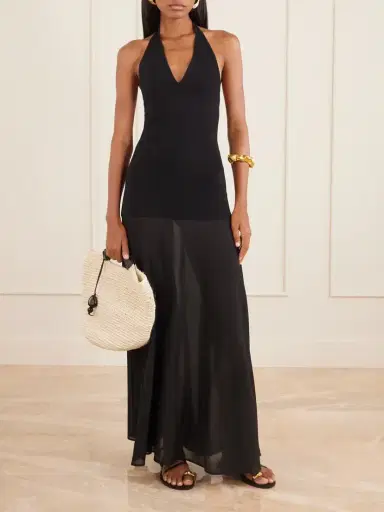 St. Agni Circle Mesh And Crepe Halterneck Maxi Dress | Thumbnail 2 St. Agni Circle Mesh And Crepe Halterneck Maxi Dress | Thumbnail 2