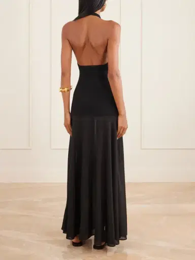 St. Agni Circle Mesh And Crepe Halterneck Maxi Dress | Thumbnail 3 St. Agni Circle Mesh And Crepe Halterneck Maxi Dress | Thumbnail 3