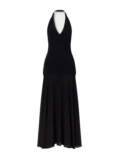 St. Agni Circle Mesh And Crepe Halterneck Maxi Dress | Thumbnail 1 St. Agni Circle Mesh And Crepe Halterneck Maxi Dress | Thumbnail 1