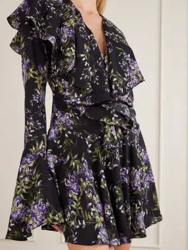 Norma Kamali Floral-print Ruffled Crepe Mini Dress | Thumbnail 4 Norma Kamali Floral-print Ruffled Crepe Mini Dress | Thumbnail 4