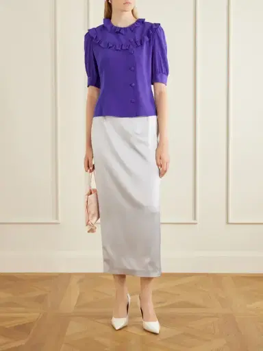 Alessandra Rich Ruffle-collar Silk Organza Shirt | Thumbnail 2 Alessandra Rich Ruffle-collar Silk Organza Shirt | Thumbnail 2