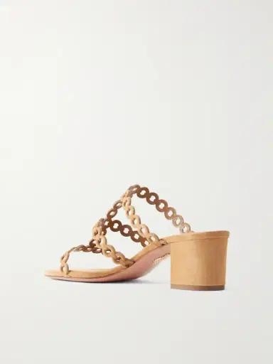 Aquazzura Infinity Chain 50 Perforated Suede Mules | Thumbnail 3 Aquazzura Infinity Chain 50 Perforated Suede Mules | Thumbnail 3