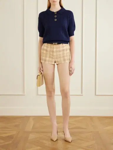 Alessandra Rich Checked Silk Shorts | Thumbnail 2 Alessandra Rich Checked Silk Shorts | Thumbnail 2