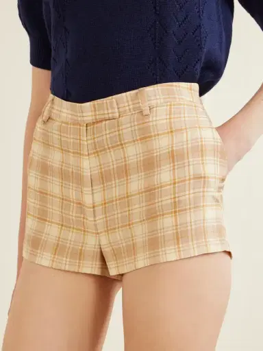 Alessandra Rich Checked Silk Shorts | Thumbnail 4 Alessandra Rich Checked Silk Shorts | Thumbnail 4
