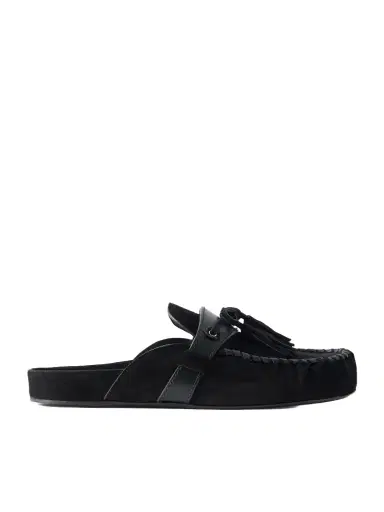 Isabel Marant Malvin Tasseled Leather-trimmed Suede Mules | Thumbnail 1 Isabel Marant Malvin Tasseled Leather-trimmed Suede Mules | Thumbnail 1