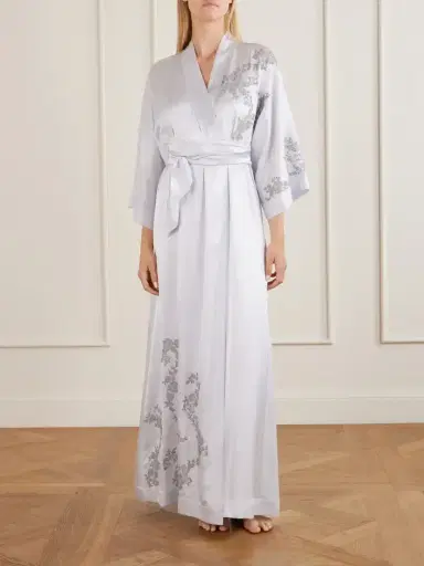 Carine Gilson Lace-appliqué Silk-satin Robe | Thumbnail 2 Carine Gilson Lace-appliqué Silk-satin Robe | Thumbnail 2