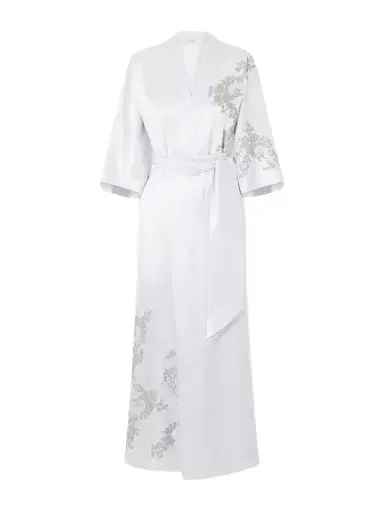 Carine Gilson Lace-appliqué Silk-satin Robe | Thumbnail 1 Carine Gilson Lace-appliqué Silk-satin Robe | Thumbnail 1