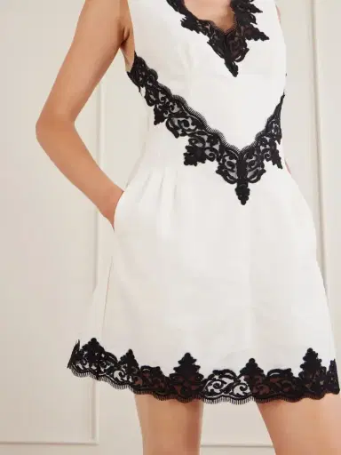 Simkhai Minna Lace-appliquéd Cotton-faille Mini Dress | Thumbnail 4 Simkhai Minna Lace-appliquéd Cotton-faille Mini Dress | Thumbnail 4
