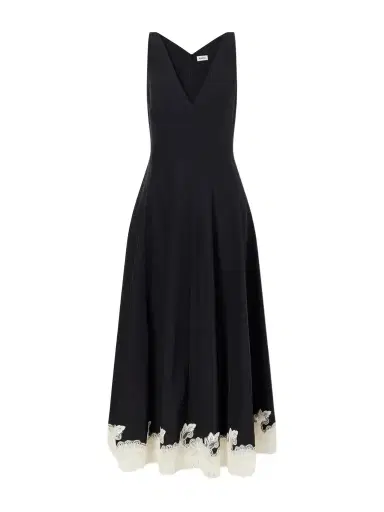 Simkhai Mira Lace-trimmed Cotton-blend Faille Maxi Dress | Thumbnail 1 Simkhai Mira Lace-trimmed Cotton-blend Faille Maxi Dress | Thumbnail 1