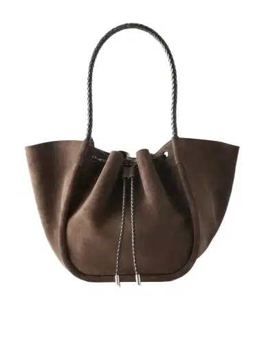 Proenza Schouler Large Ruched Leather-trimmed Suede Tote | Thumbnail 1 Proenza Schouler Large Ruched Leather-trimmed Suede Tote | Thumbnail 1