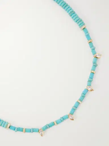 Martha Calvo Ella Turquoise And Crystals 14-karat Gold-plated Beaded Necklace | Thumbnail 4 Martha Calvo Ella Turquoise And Crystals 14-karat Gold-plated Beaded Necklace | Thumbnail 4