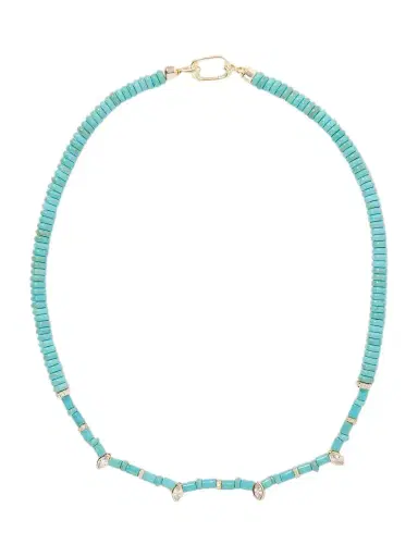 Martha Calvo Ella Turquoise And Crystals 14-karat Gold-plated Beaded Necklace | Thumbnail 1 Martha Calvo Ella Turquoise And Crystals 14-karat Gold-plated Beaded Necklace | Thumbnail 1