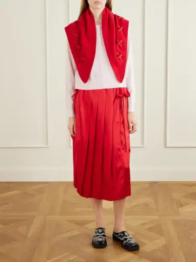 Simone Rocha Pleated Sheer Satin Midi Skirt | Thumbnail 2 Simone Rocha Pleated Sheer Satin Midi Skirt | Thumbnail 2