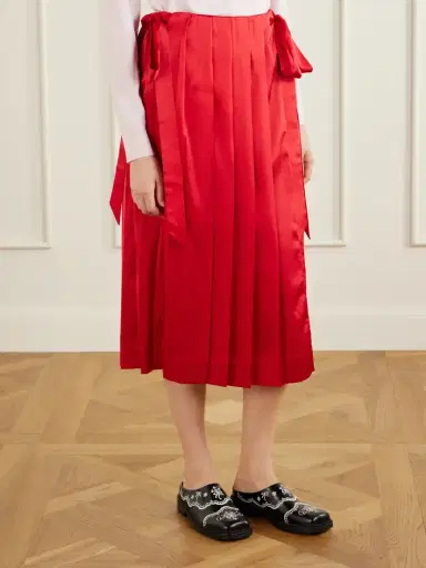 Simone Rocha Pleated Sheer Satin Midi Skirt | Thumbnail 3 Simone Rocha Pleated Sheer Satin Midi Skirt | Thumbnail 3