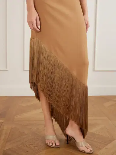 Taller Marmo Antelope Fringed Crepe-cady Midi Dress | Thumbnail 4 Taller Marmo Antelope Fringed Crepe-cady Midi Dress | Thumbnail 4
