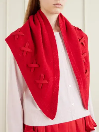 Simone Rocha Lace-up Merino Wool-blend Scarf | Thumbnail 2 Simone Rocha Lace-up Merino Wool-blend Scarf | Thumbnail 2