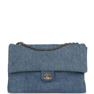 Chanel Chanel Maxi "Souplissimo" Large Flap Bag Blue Denim Gold Hardware | Thumbnail 1 Chanel Chanel Maxi "Souplissimo" Large Flap Bag Blue Denim Gold Hardware | Thumbnail 1