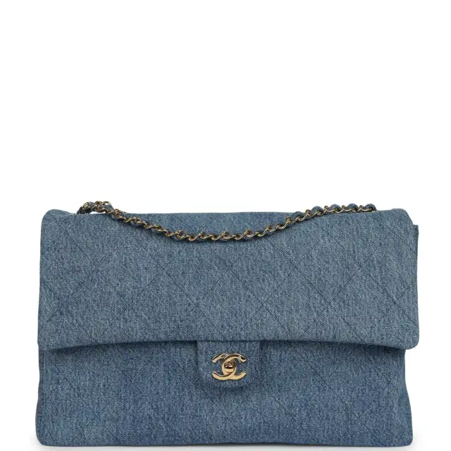 Chanel Maxi "Souplissimo" Large Flap Bag Blue Denim Gold Hardware Chanel Maxi "Souplissimo" Large Flap Bag Blue Denim Gold Hardware
