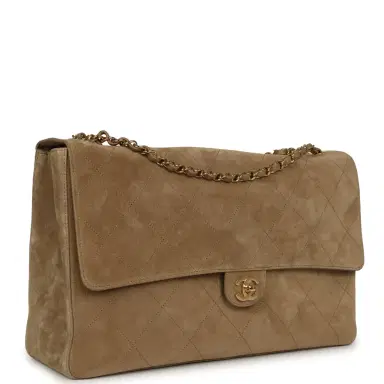 Chanel Chanel Maxi "Souplissimo" Large Flap Bag Dark Beige Suede Gold Hardware | Thumbnail 2 Chanel Chanel Maxi "Souplissimo" Large Flap Bag Dark Beige Suede Gold Hardware | Thumbnail 2