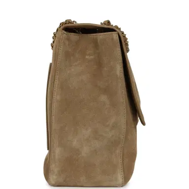Chanel Chanel Maxi "Souplissimo" Large Flap Bag Dark Beige Suede Gold Hardware | Thumbnail 3 Chanel Chanel Maxi "Souplissimo" Large Flap Bag Dark Beige Suede Gold Hardware | Thumbnail 3