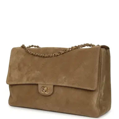 Chanel Chanel Maxi "Souplissimo" Large Flap Bag Dark Beige Suede Gold Hardware | Thumbnail 5 Chanel Chanel Maxi "Souplissimo" Large Flap Bag Dark Beige Suede Gold Hardware | Thumbnail 5