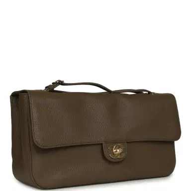 Chanel Chanel Maxi "Souplissimo" Small Flap Bag Dark Khaki Grained Calfskin Gold Hardware | Thumbnail 2 Chanel Chanel Maxi "Souplissimo" Small Flap Bag Dark Khaki Grained Calfskin Gold Hardware | Thumbnail 2